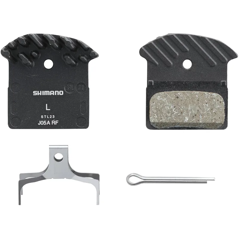 Shimano J05A-RF Disc Pads and Spring Alloy Back with Cooling Fins Resin