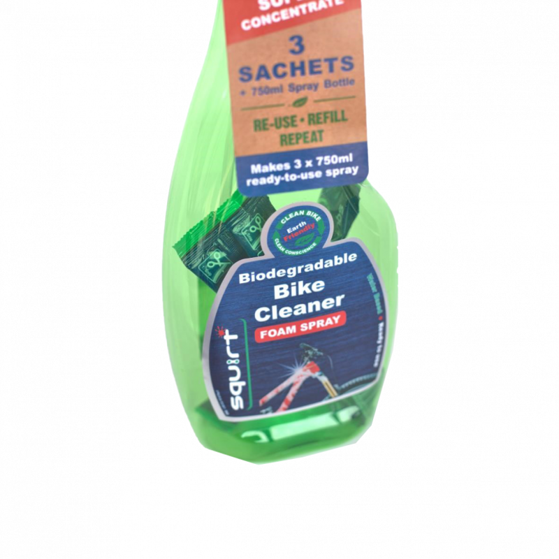 Squirt Bike Cleaner 750ml Spray with 3x Sachet - Green-1