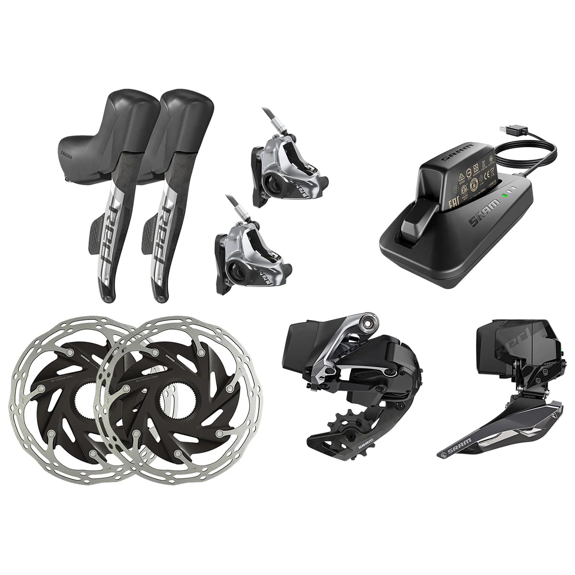 SRAM Red eTap AXS 2x Electronic HRD FM Groupset Centrelock Rotors