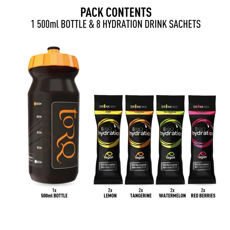 Torq Hydration 500ml Bottle Sample Pack - 8 Drinks - 2x 4 Flavours