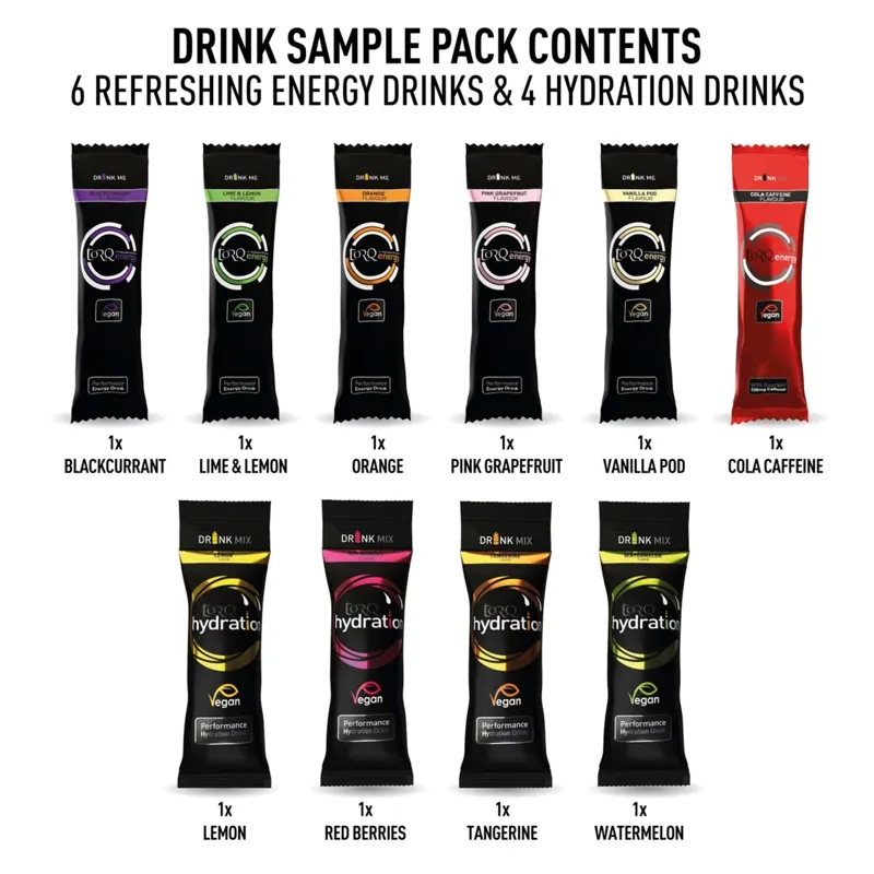 Torq Sample Pouch Pack 10 Energy and Hydration Drinks-1