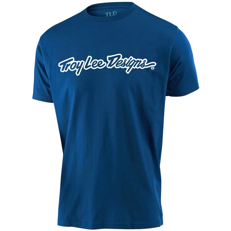 Troy Lee Designs Signature Youth Kids Mountain Bike T-Shirt - Royal Blue