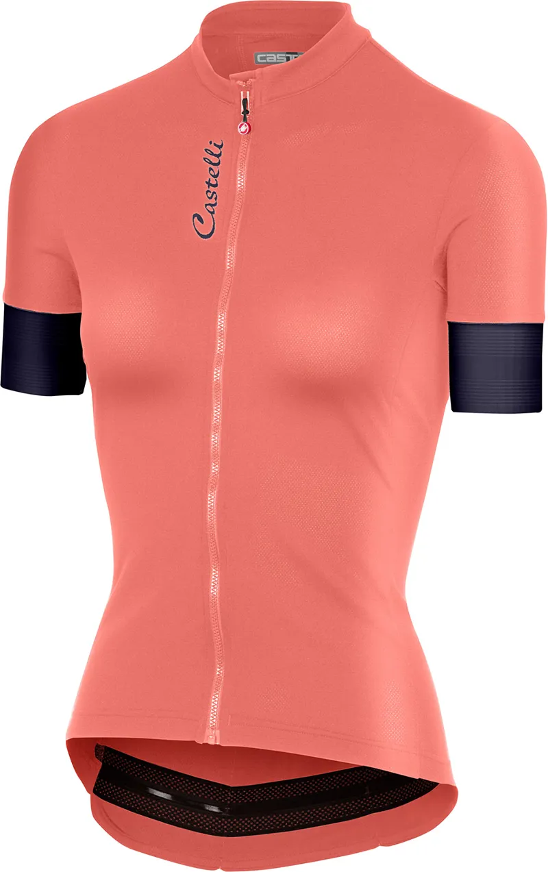 Castelli Anima 2 Womens Short Sleeve Jersey FZ - Salmon/Dark Blue
