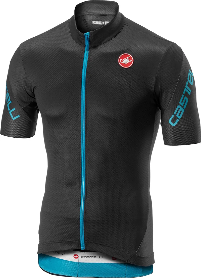 Castelli Entrata 3 Jersey FZ Mens Jersey - Dark Grey/Sky Blue