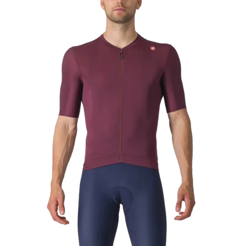 Castelli Espresso Mens Short Sleeve Cycling Jersey - Deep Bordeaux/Silver