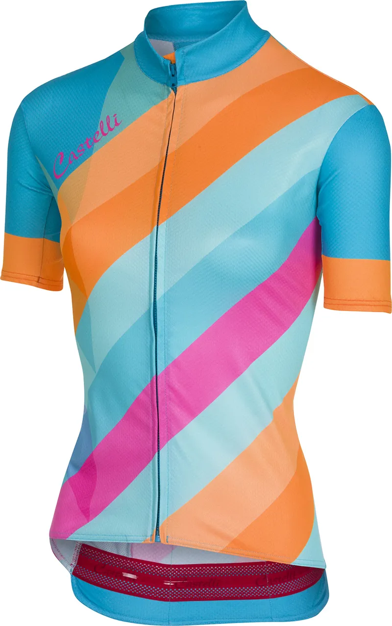 Castelli Prisma Womens Jersey FZ - Multicolour/Sky Blue
