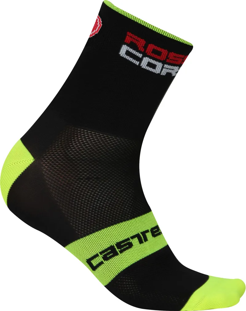Castelli Rosso Corsa 13 Mens Sock - Black/Yellow Fluo