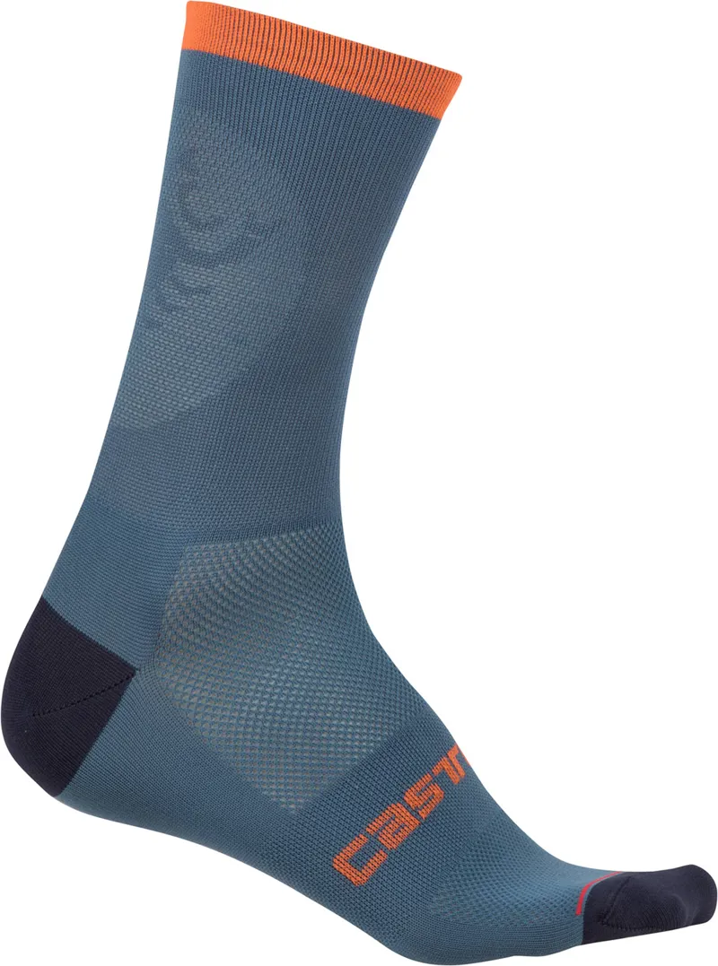 Castelli Ruota 13 Sock - Light Steel Blue/Orange