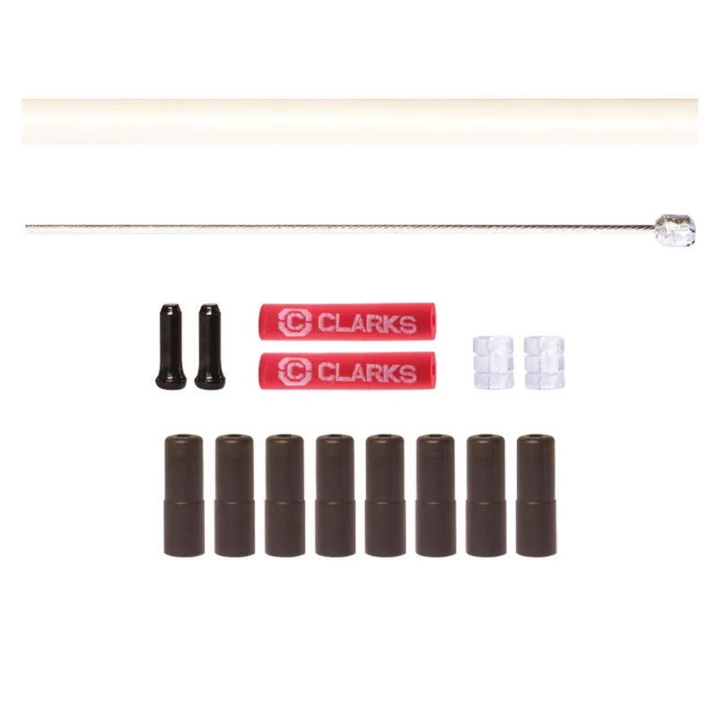 Clarks Universal S/S Front/Rear Gear Cable Kit with/SP4 White Outer Casing