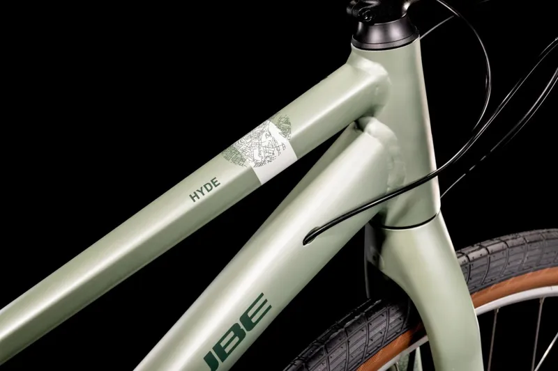 2022 Cube Hyde Hybrid Bike - Green/Grey-1