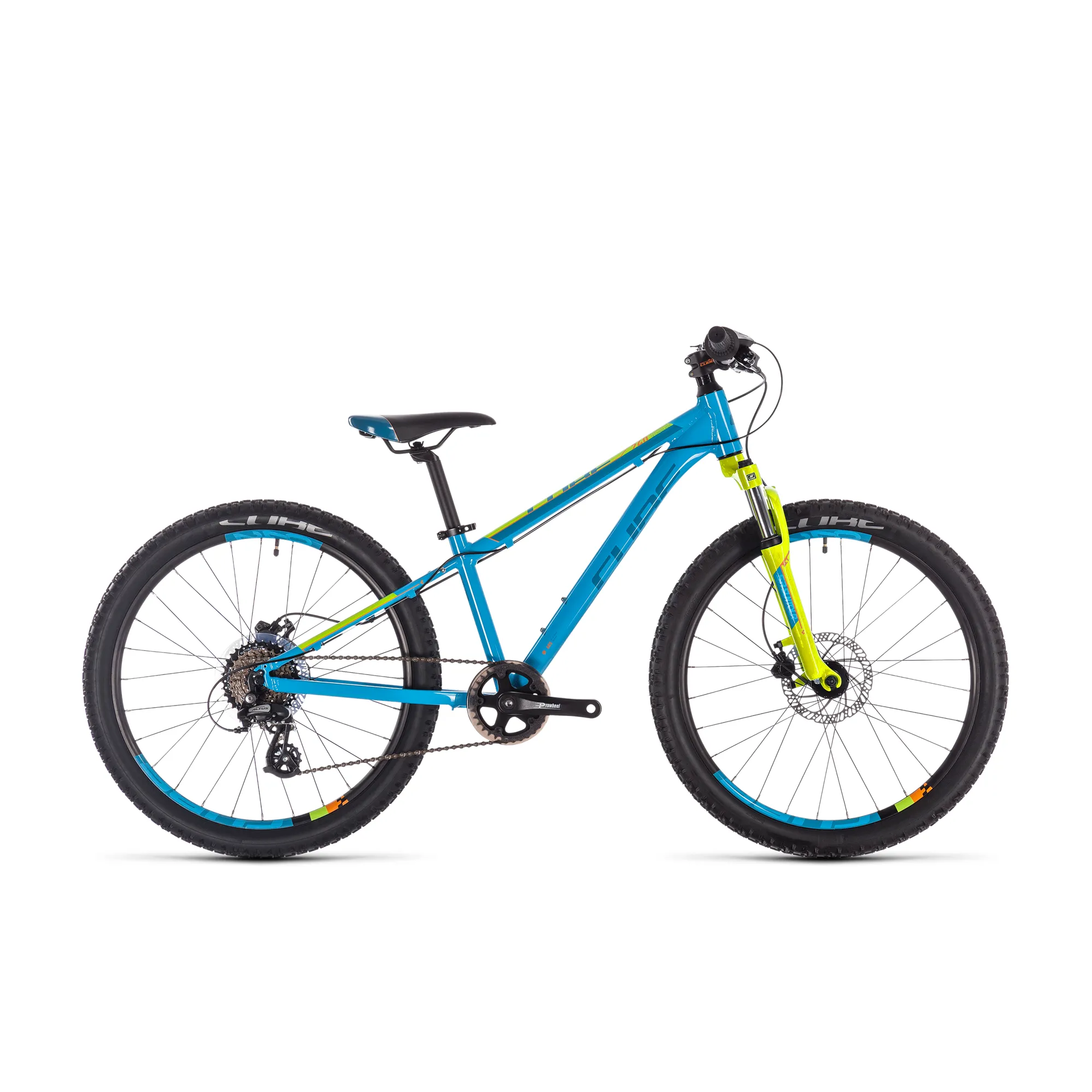 2020 Cube Acid 240 Disc Kids Mountain Bike Reef Blue Kiwi Red