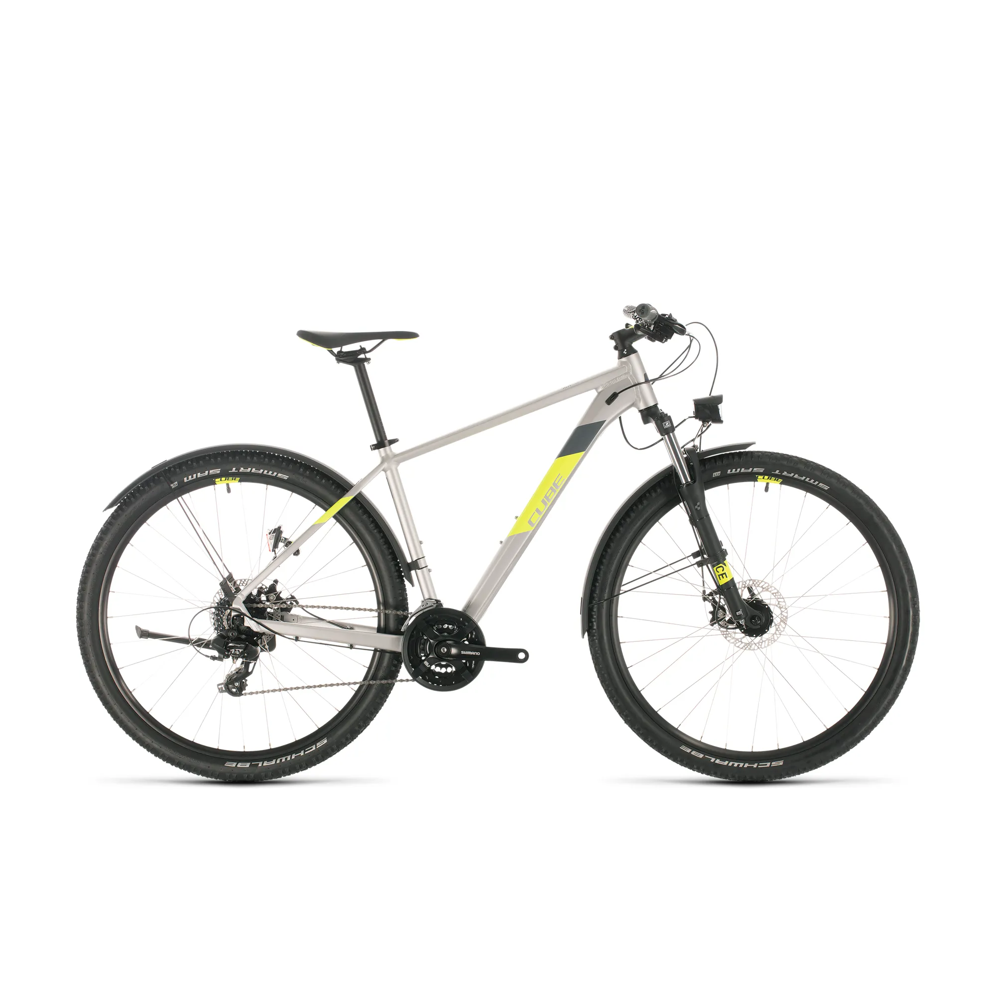 2020 Cube Aim Allroad Hardtail Mountain Bike Silver Flash Yellow