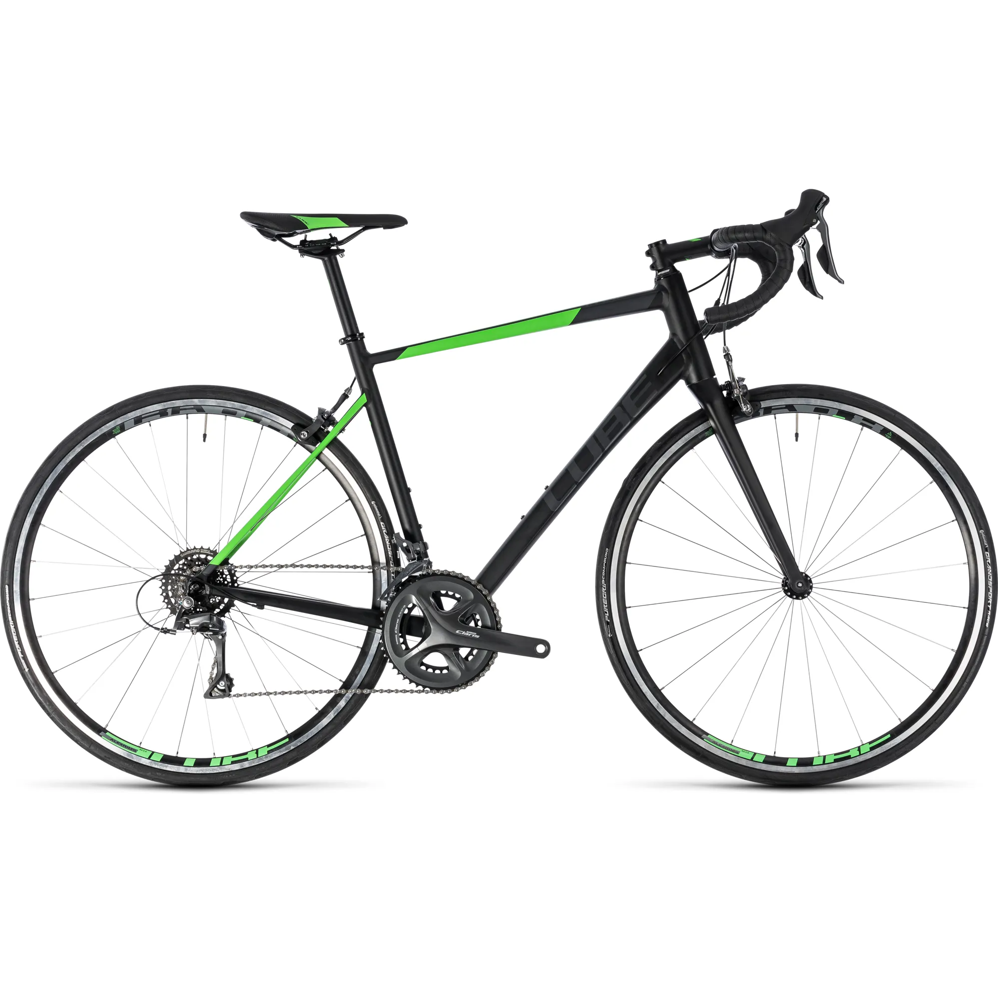 2018 Cube Attain Road Bike Black Flash Green