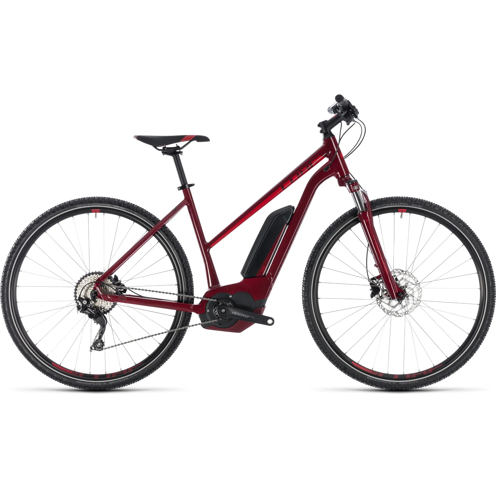 2018 Cube Cross Pro 400 Hybrid Step Through Bike Dark Red