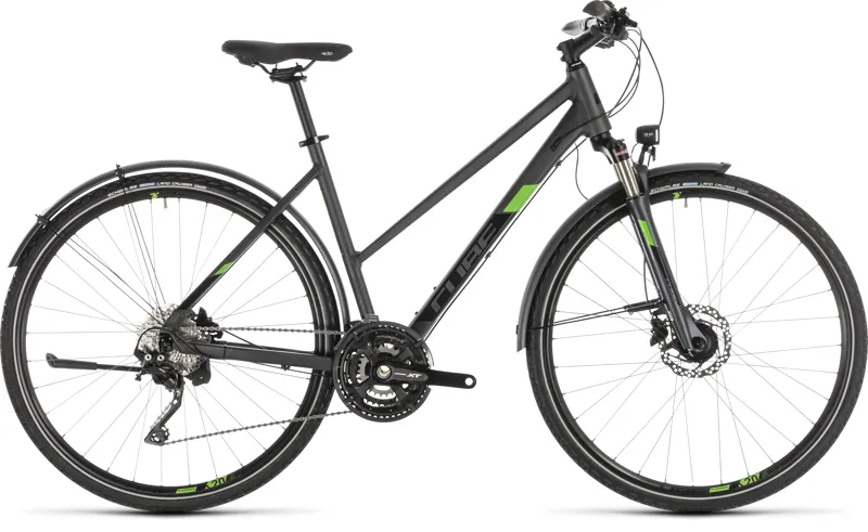 2019 Cube Cross Allroad Step-Through Hybrid Bike - Iridium/Green