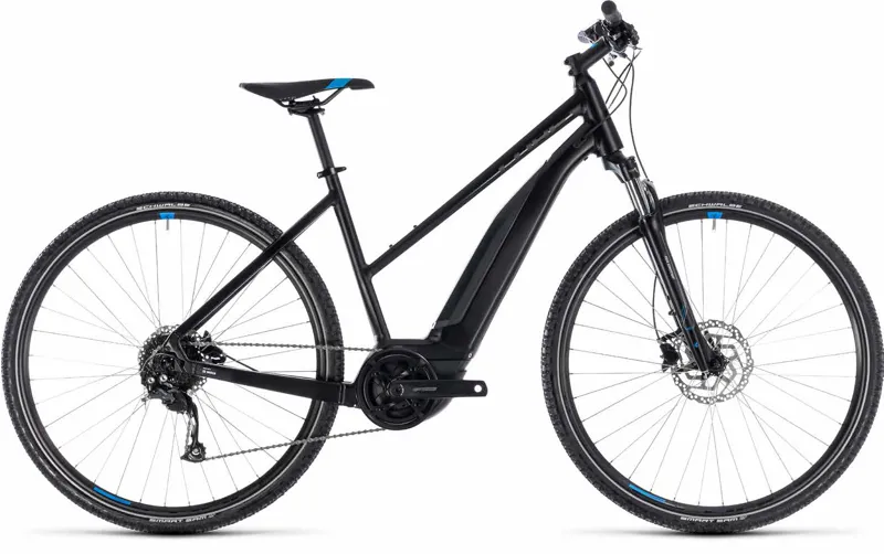 2018 Cube Cross ONE 500 Step-Through Hybrid Bike - Black/Blue