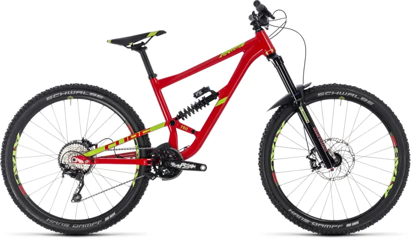 2018 Cube Hanzz 190 Race 27.5 Mountain Bike Red/Lime