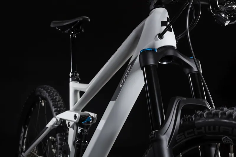 2019 Cube Stereo 140 HPC Race 27.5 Mens Mountain Bike - Grey/White-2