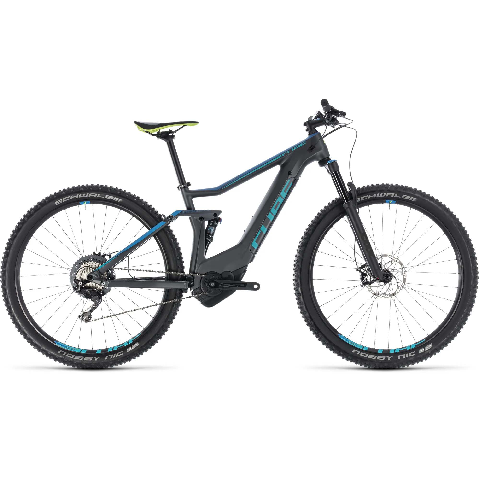 2018 Cube Stereo 120 HPC Race 500 Electric Mountain Bike Iridium/Blue
