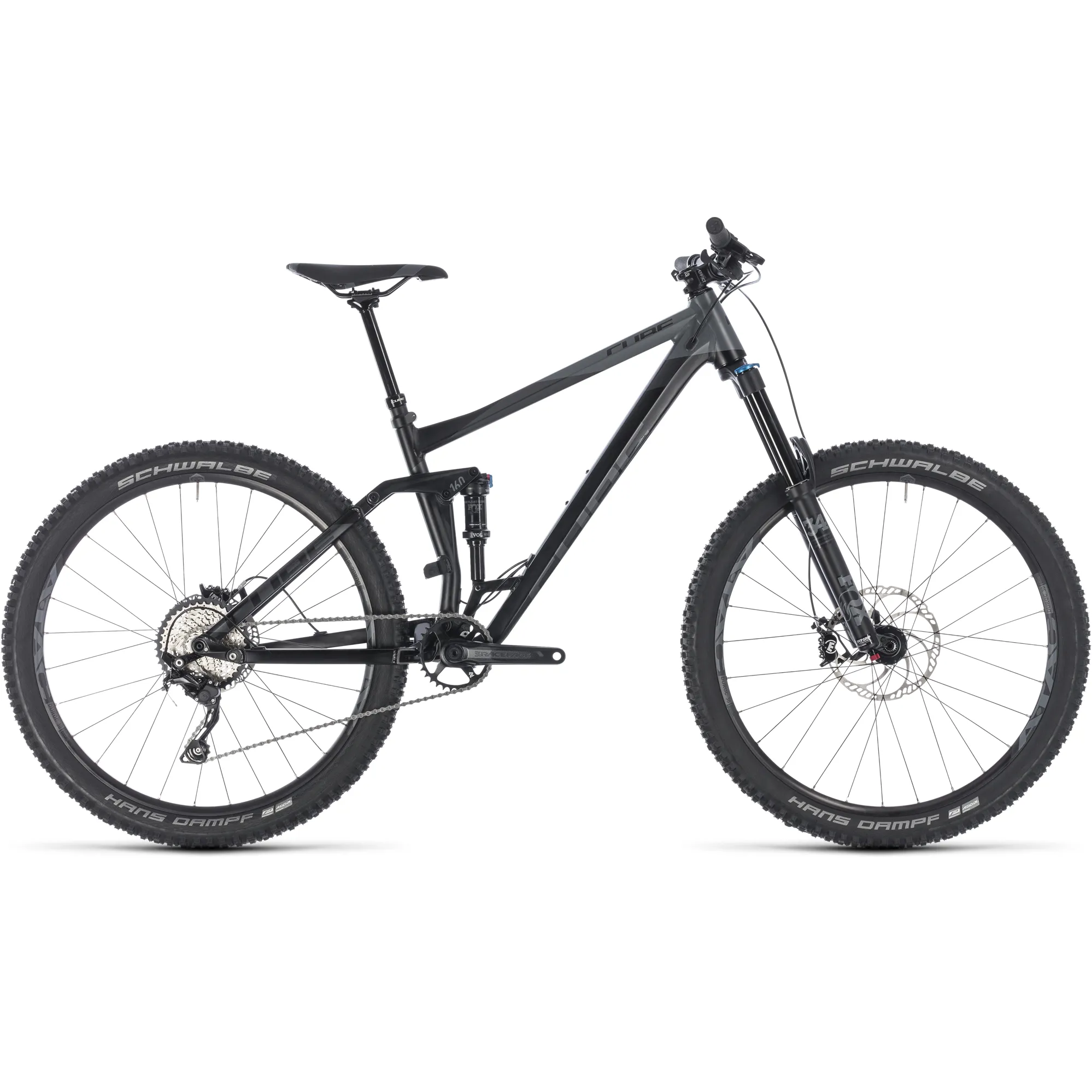 2018 Cube Stereo 160 Race 27.5 Mountain Bike Black Grey