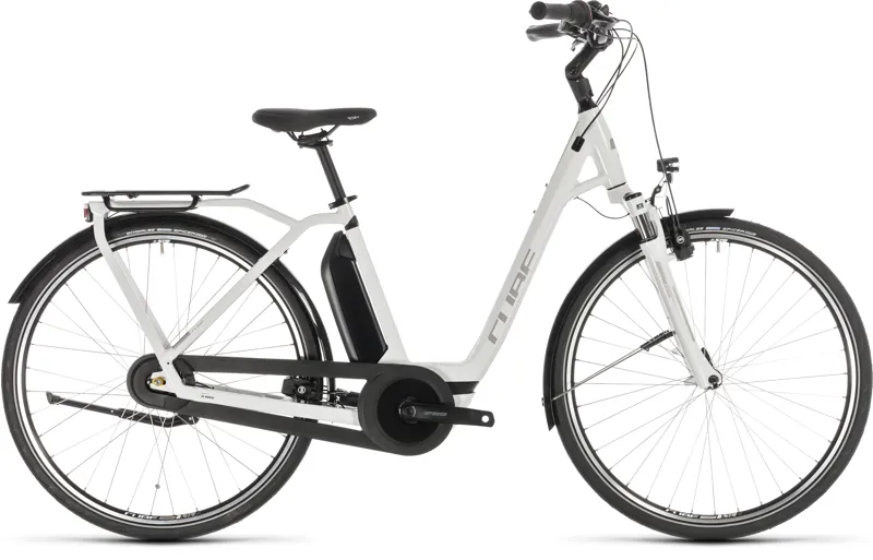 2019 Cube Town Hybrid Pro 500 Electric Bike - White/Silver