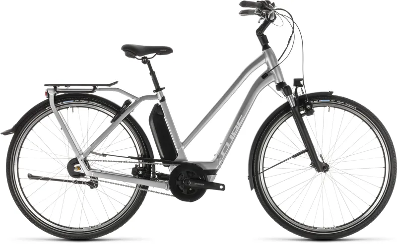 2019 Cube Town Hybrid SL 500 Step-Through Electric Bike - Silver/White