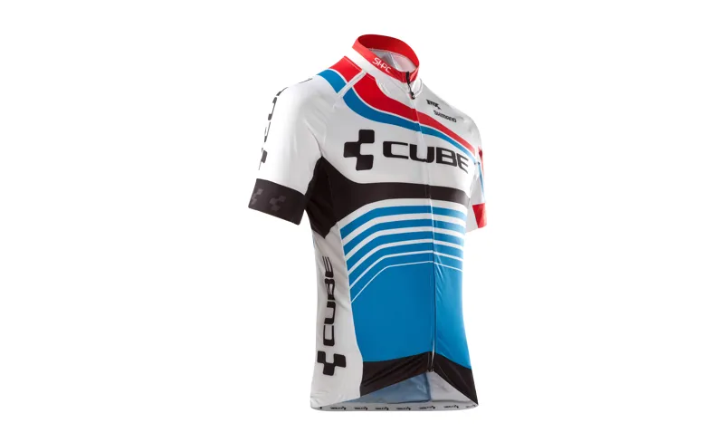 Cube Teamline WLS Short Sleeve Mens Jersey - White/Blue/Red