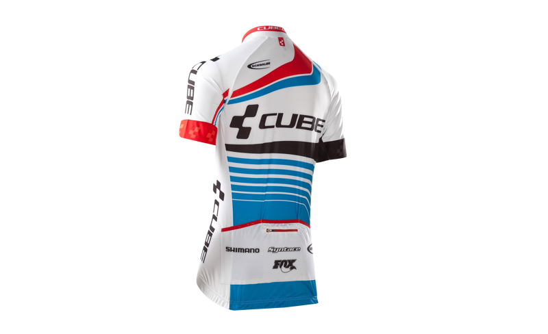 Cube Teamline WLS Short Sleeve Mens Jersey - White/Blue/Red-1