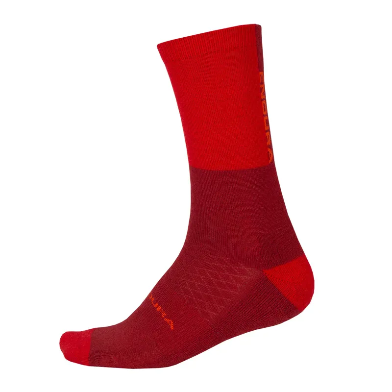 Endura BaaBaa Merino Winter Cycling Socks - Rust Red