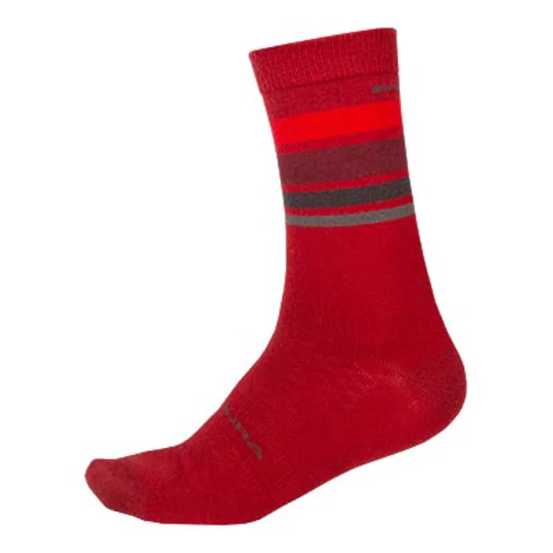 Endura BaaBaa Merino Stripe Cycling Sock - Red