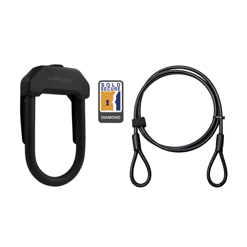 Hiplok DXP D-Lock Bike Lock and 2m Cable Black