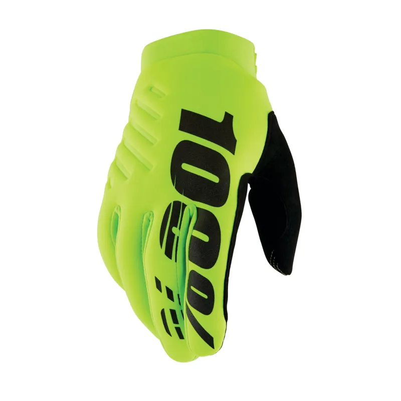 100% Brisker Cold Weather Mens Mountain Bike Gloves - Fluo Yellow