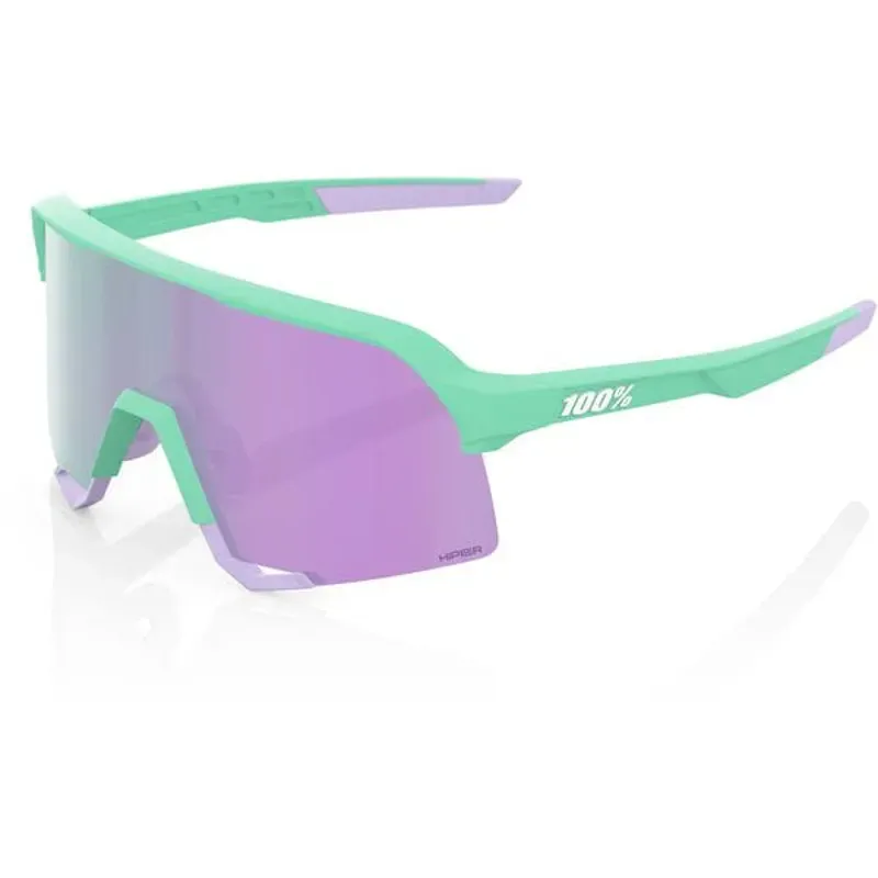100%サングラス　S3 lavender 100% S3 Cycling Sunglasses - Soft Tact Mint/HiPER Lavender Mirror