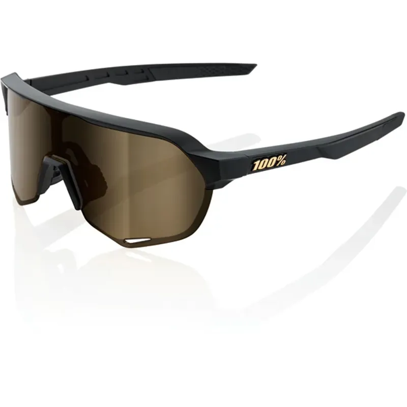 100% S2 Cycling Sunglasses - Matte Black/Soft Gold Mirror Lens