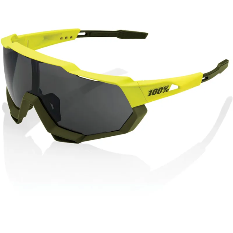 100% Speedtrap Cycling Sunglasses - Soft Tact Banana/Black Mirror Lens
