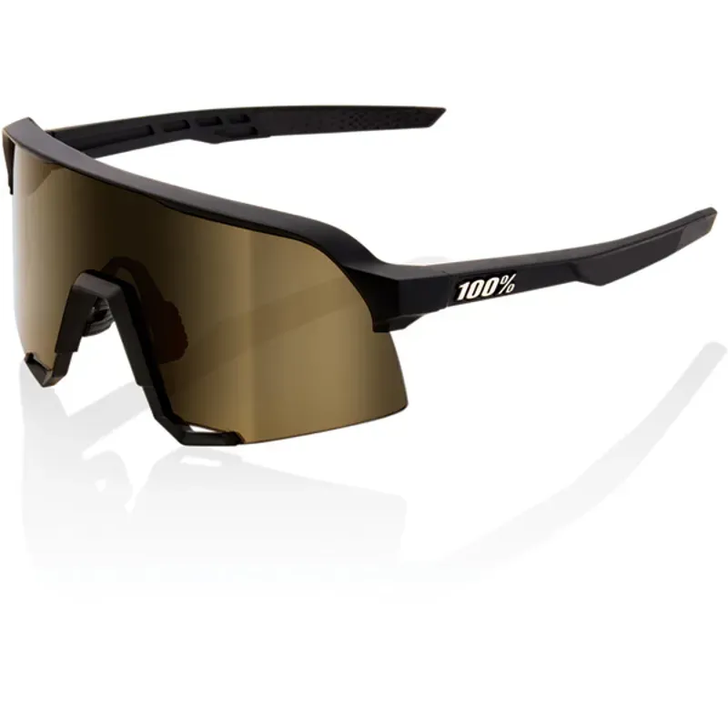100% S3 Cycling Sunglasses - Soft Tact Black/Soft Gold Mirror Lens