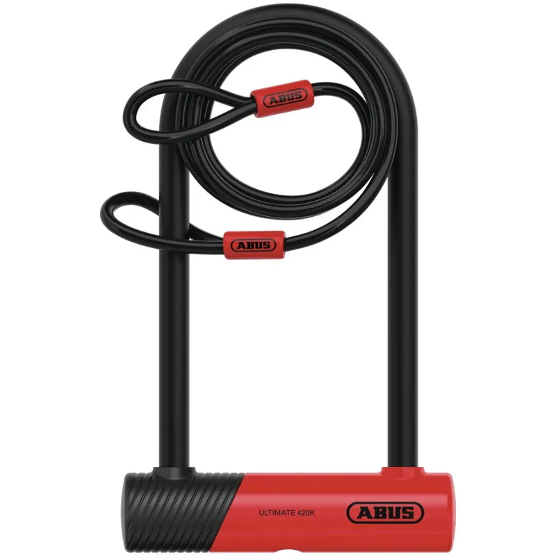 ABUS Ultimate 420K 230mm D Lock with Bracket and 120cm Cable-1