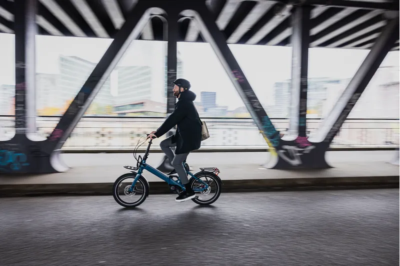 2025 Cube Fold Hybrid Comfort 500 Electric Folding Hybrid Bike - Blue-1