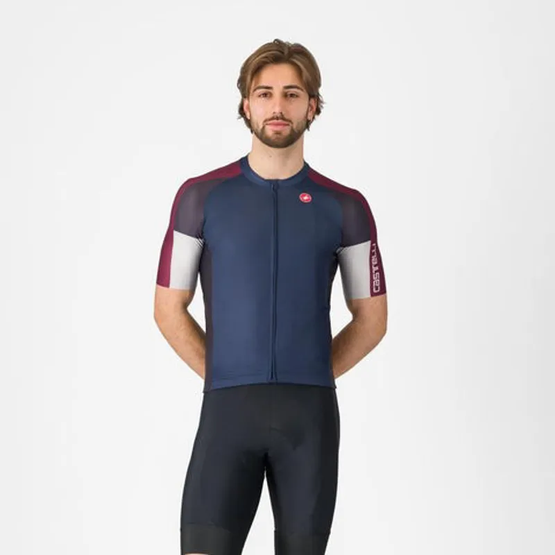 Castelli Entrata 6 Mens Short Sleeve Jersey - Belgian Blue/Bordeaux