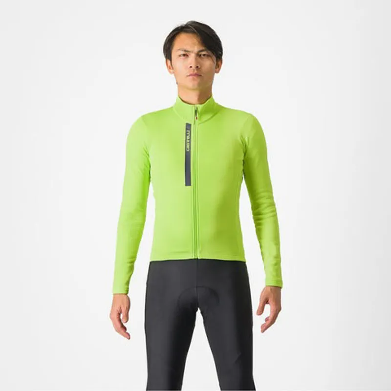 Castelli Entrata Thermal Mens Long Sleeve Cycling Jersey - Electric Lime