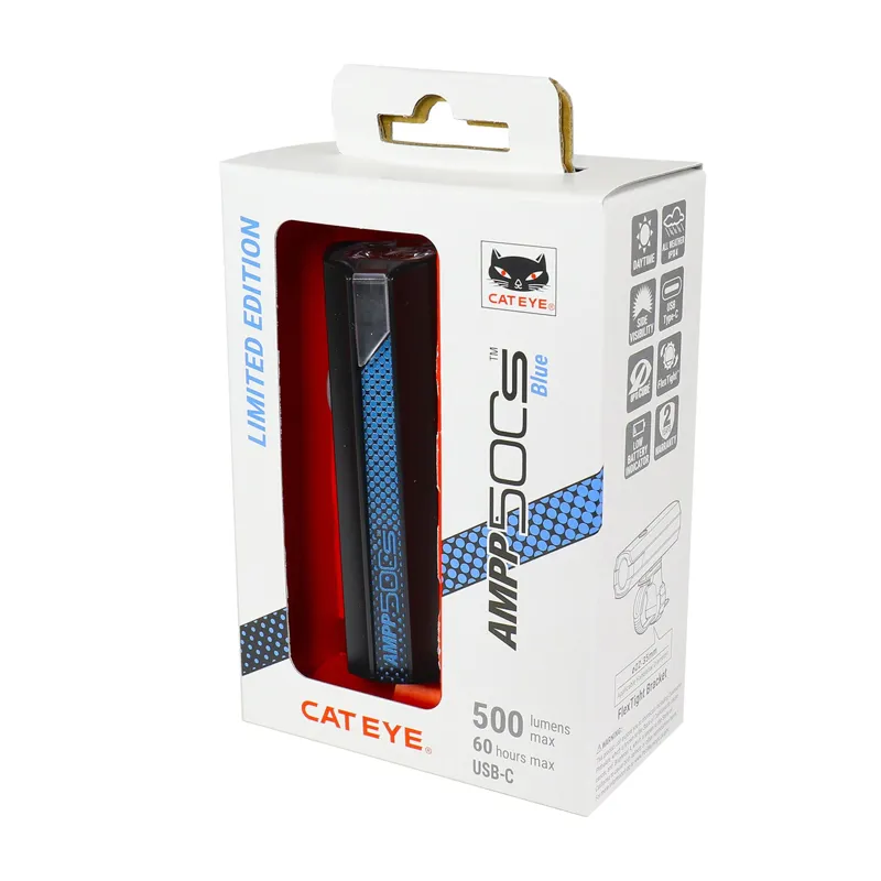 Cateye AMPP 500S Colour Edition Front Bike Light - Black/Blue-3