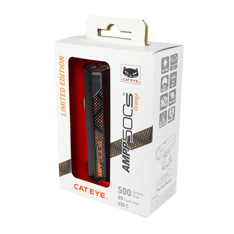Cateye AMPP 500S Colour Edition Front Bike Light - Black/Orange-3