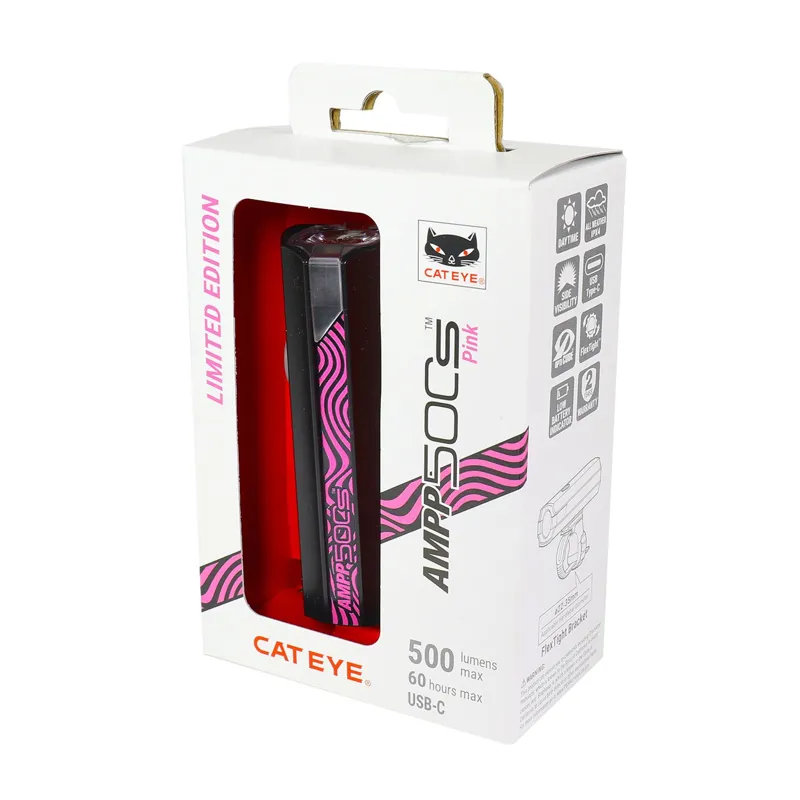 Cateye AMPP 500S Colour Edition Front Bike Light - Black/Pink-1