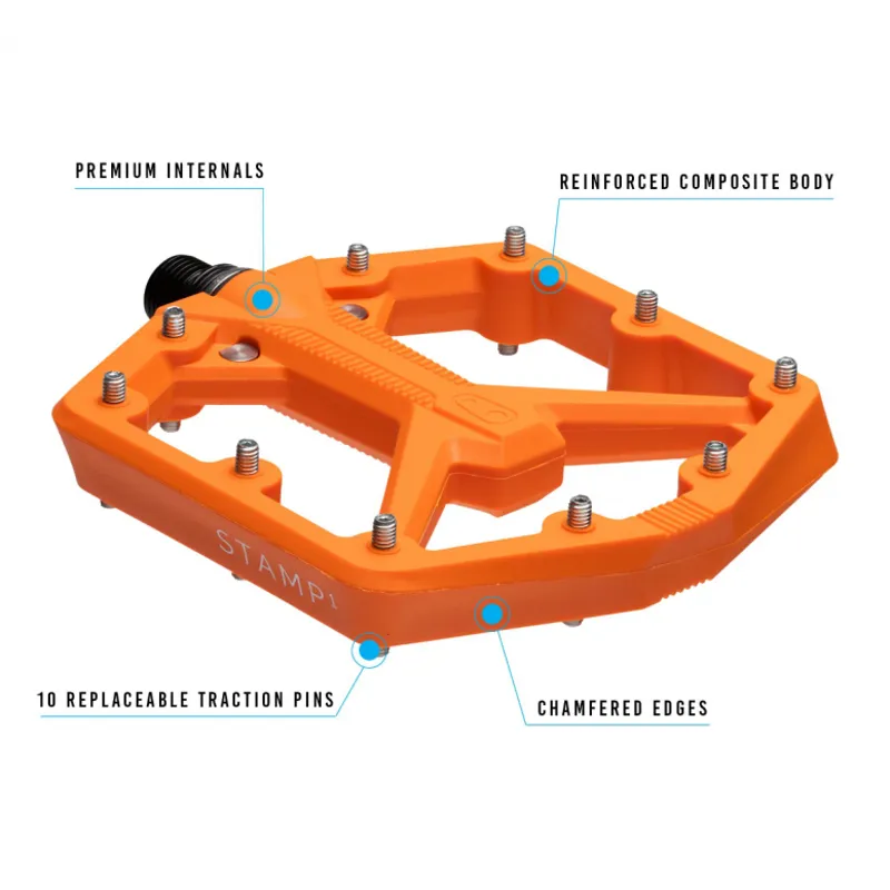 Crankbrothers Stamp 1 Gen 2 Flat Mountain Bike Pedals - Orange-2