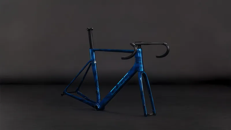 2026 Cube Litening Air C:68X Road Bike Frameset - Liquid Blue Grid/Chrome-2