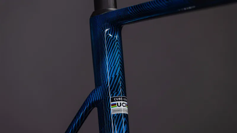 2026 Cube Litening Air C:68X Road Bike Frameset - Liquid Blue Grid/Chrome-6