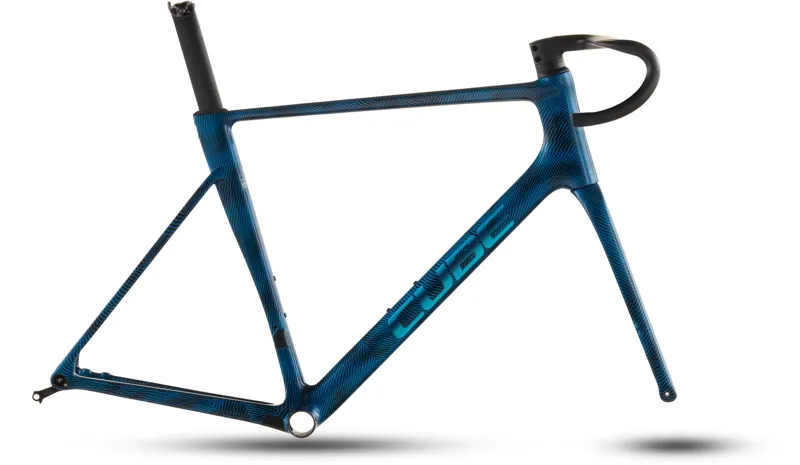 2026 Cube Litening Air C:68X Road Bike Frameset - Liquid Blue Grid/Chrome
