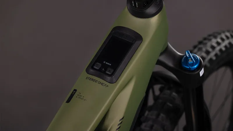 2026 Cube Stereo Hybrid One77 HPC TM 800 Electric Mountain Bike - Reed Green-2