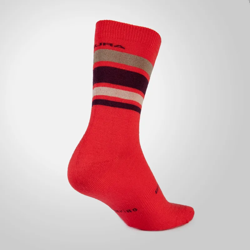 Endura BaaBaa Merino Stripe Cycling Sock - Pomegranate-1