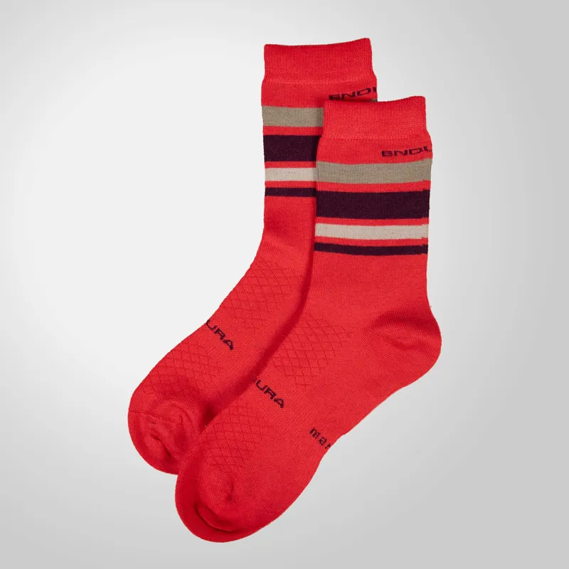 Endura BaaBaa Merino Stripe Cycling Sock - Pomegranate-2